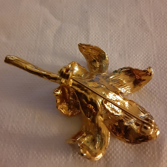 Monet Pink Enamel Petal with Rhinestone Brooch 3 for $20 - Picture 4 of 4